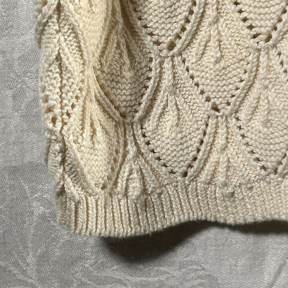 Vintage Sweater Large Off White Short Sleeve Open Knit Made In USA - Picture 3 of 10